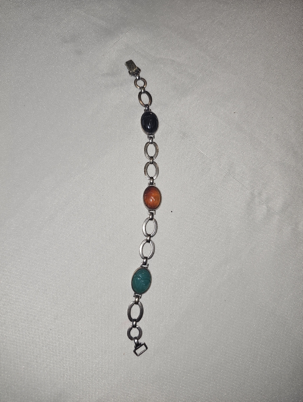 Sterling-Style Multicolor Scarab Bracelet